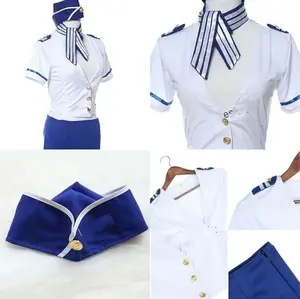 Lingerie Cosplay Costume Pramugari Mini Kemeja Set Gaun Malam Premium 1264