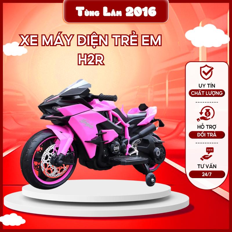 Xe máy điện trẻ em, xe moto điện H2r có đèn bánh xe chân ga cho bé yêu Đồ Chơi