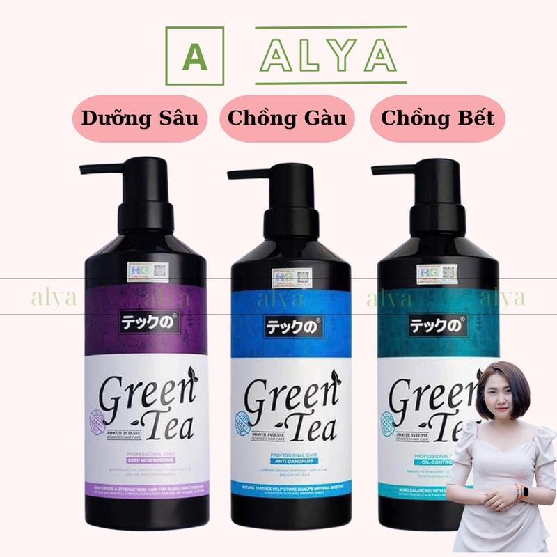Cặp Dầu Gội Xả Meiki Green Tea Nhật 750ml x 2 | Kiểm soát dầu thừa, Phục Hồi tóc khô sơ hư tổn, Chống Gàu. Nữ Women