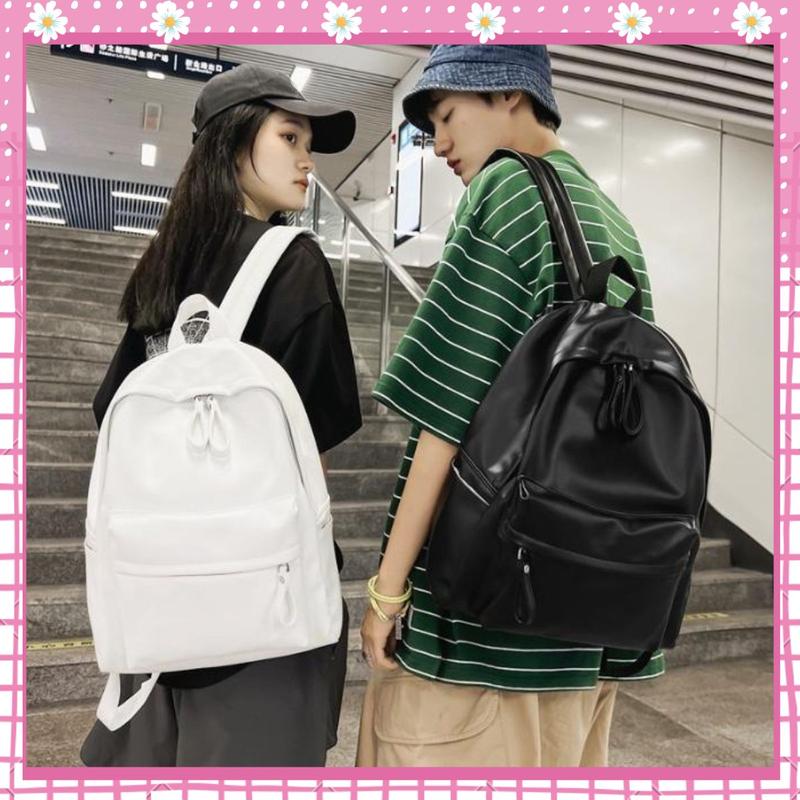 Balo đi học Hàn Quốc da trơn basic nam nữ cặp sách đi chơi du lịch thời trang size đại Bachhoaonline68 120