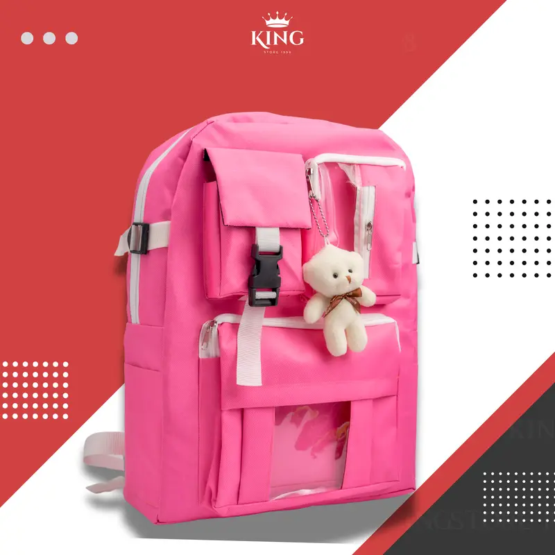 Ba lô học sinh chống thấm nước thời trang, TẶNG KÈM MÓC KHOÁ GẤU, đựng vừa khổ A4, LAPTOP, đi học, đi chơi, đi du lịch 4
