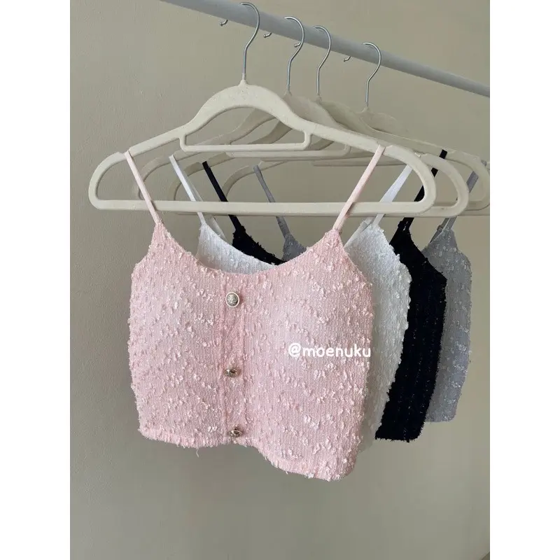Tanktop Crop Top Wanita Tanktop Seksi Brukat Outfit Harian Tanktop Simple