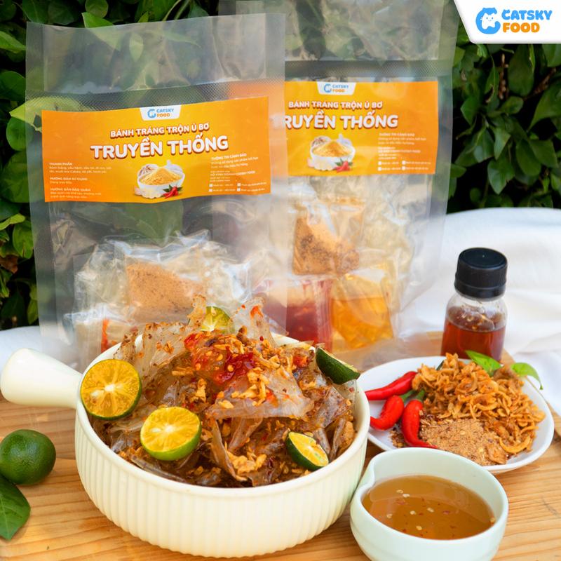 Bánh Tráng Trộn Truyền Thống - Catsky Food - Dòng Bánh Tráng Phơi Sương Ủ Bơ Với 4 Hương Vị Truyền Thống + Chương Trình Ra Mắt Sản Phẩm Mới Mua 5 Tặng 2, Mua 10 Tặng 5 , Hương Vị Tuổi Thơ, Muối Sặc