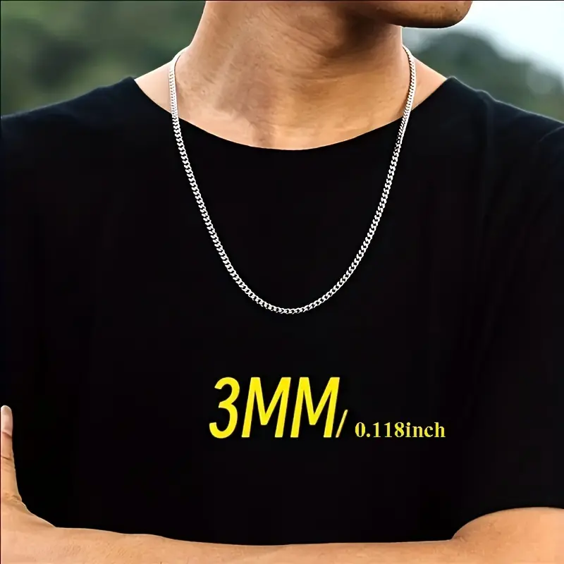 Titanium Steel Cuban Chain Necklace - 1pc Stainless Steel Trendy Fashion Accessories - Father's Day Gift 3