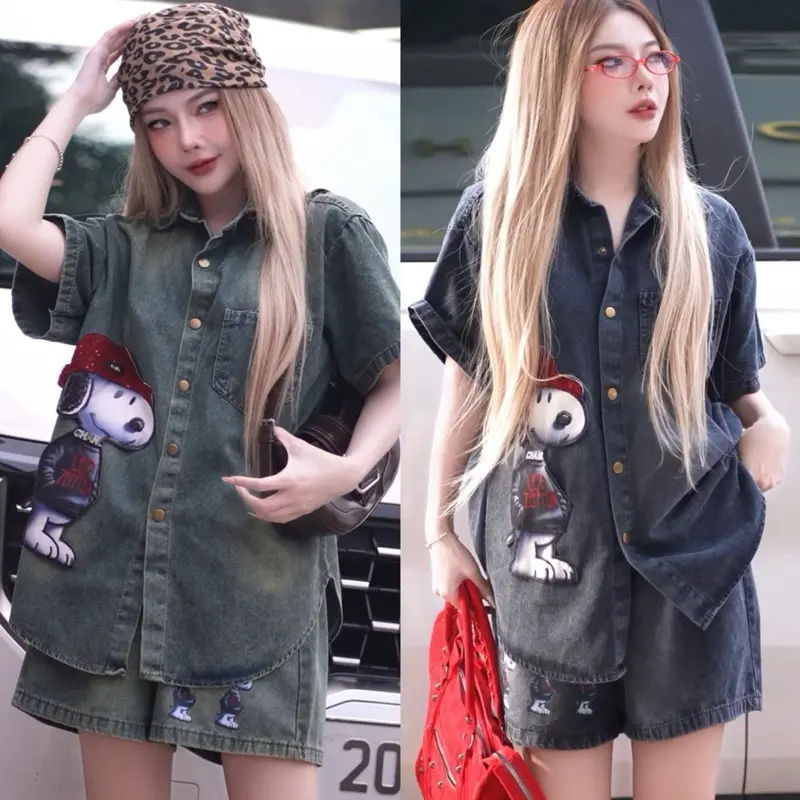 Sét bộ bò giấy  Nữ  Áo quần cạp chun,  set thêu cún đội mũ   hàng QC cao cấp hot trend 2024 Bo Chun Top trend Women Cotton GOBY OFFICIAL