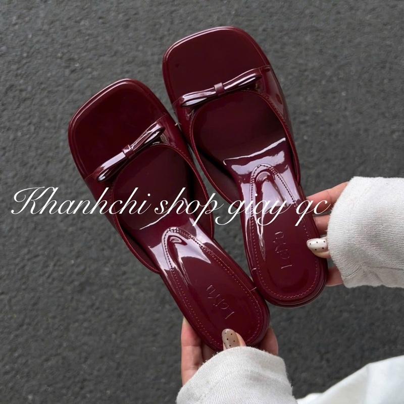 Dép gót 7p bản khuyết phối nơ sang chảnh 4