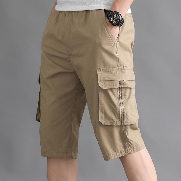 Summer Men's Casual Middle-Aged Cropped Pants Dad Workwear Shorts Middle-Aged and Elderly Cotton Loose Breeches Thin Pirate Shorts Menswear Lingerie 3