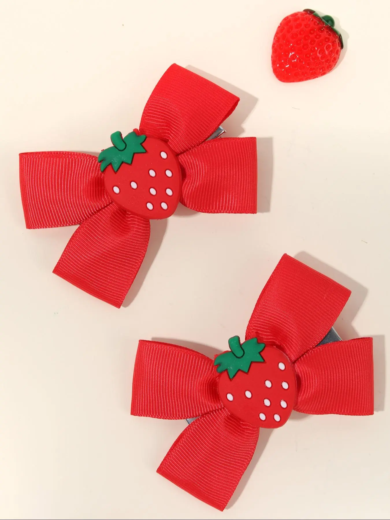 Cute Strawberry Decor Bowknot Design Hair Clips, Fruit Themed Hair Accessories for Girls, Fashion Hair Accessories for Party, Daily Clothing Decor