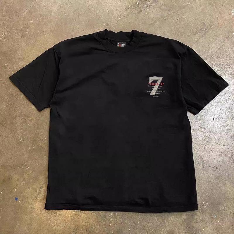 Korea Style T-shirt Oversize Letter 7 | Kaos Wanita Hitam| Metallica Kaos pria dan wanita T-shirt Unisex 3