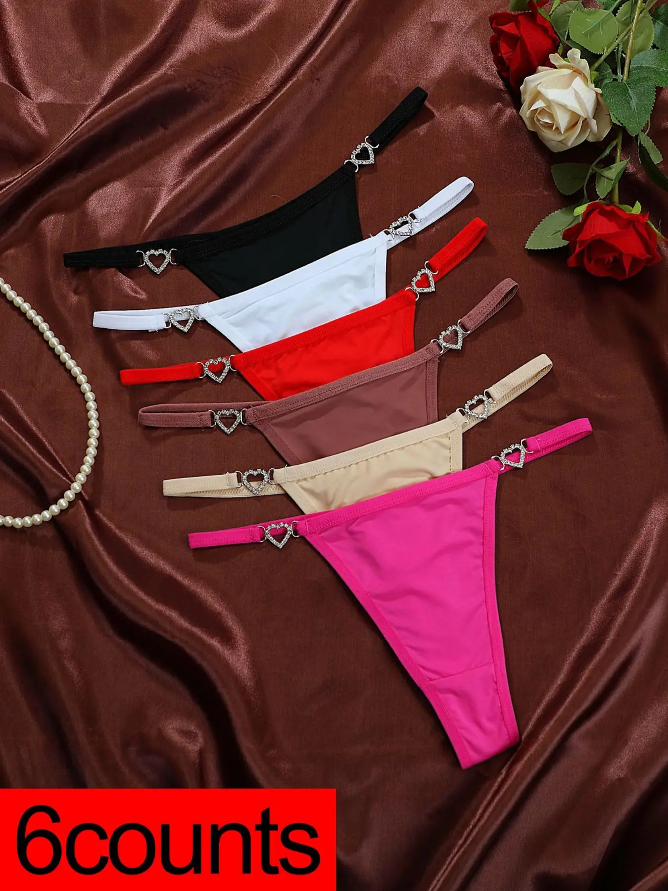 Women's Heart Decor Thong, Comfortable Fit Soft Comfy Breathable Panty for Daily Wear, Women's Underwear for All Seasons
