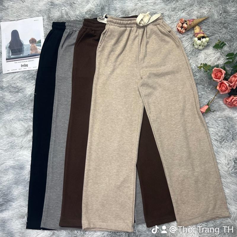 Quần thun gân ống xuông chất dày có dây rút thật