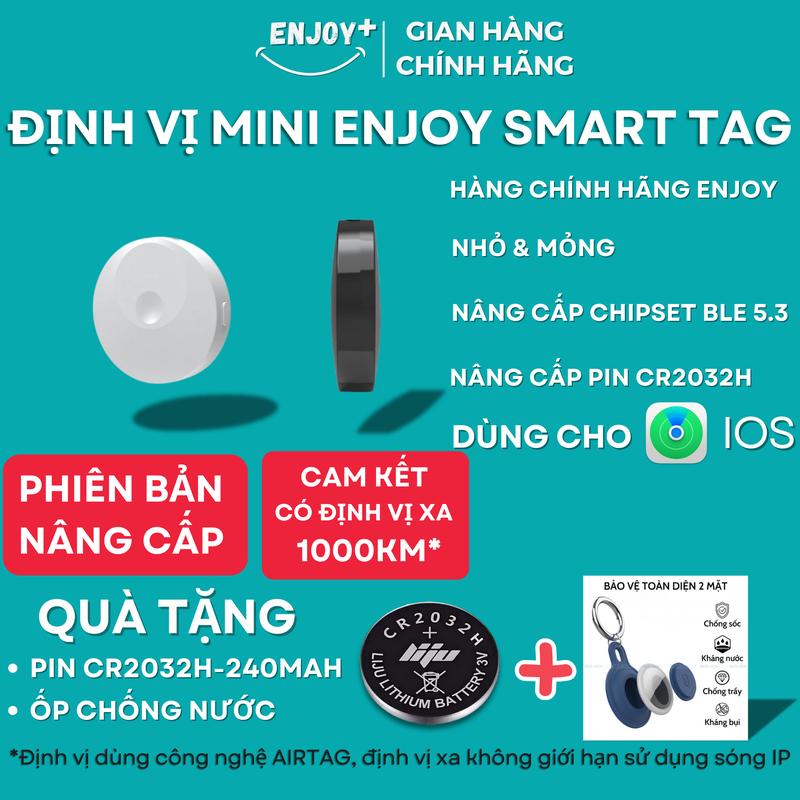 Thiết Bị Định Vị Chống Thất Lạc ENJOY Smart Tag - Dùng Cho IOS FindMy - Hàng Chính Hãng - Tìm Xe Máy, Ô Tô, Ví zenly 160gps chip định e tag itag mini định vị 3 tag chip định itap định air tags