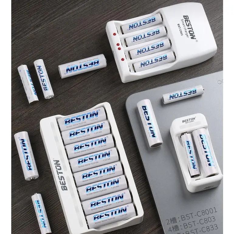Sạc pin 2A 3A 1.2V Beston Chính Hãng Dung Lượng  Đến 3300mAh pin AA AAA Cho Micro, Đồng Hồ, Đồ Chơi, Remote, Đèn Pin.. 4