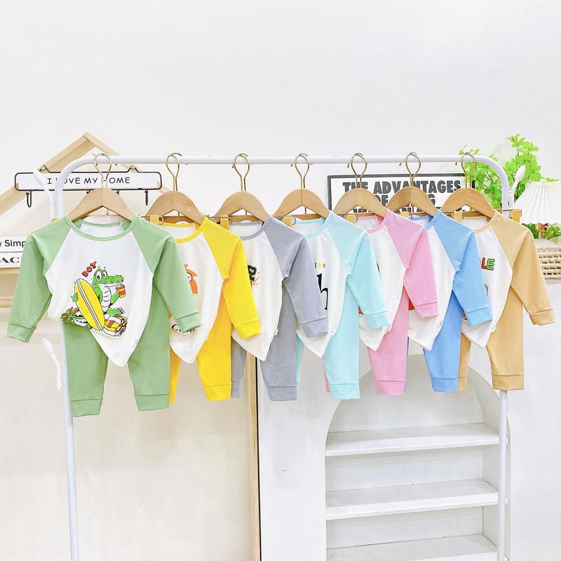 Combo 5 bộ ( tặng thêm 1 bộ là 6 bộ ) bộ quần áo tăm lạnh dài tay cho bé 5-15kg 6