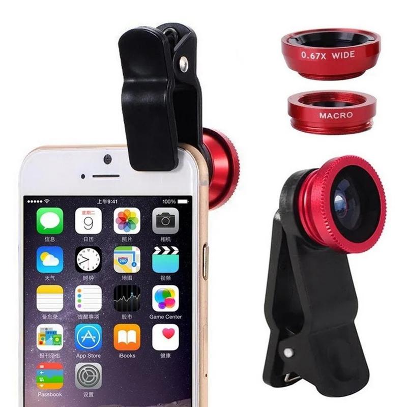 3 In1 Fisheye Phone Lens 0.67X Wide Angle Zoom Fish Eye Macro Lenses Camera Kits With Clip Lens R0S7 0