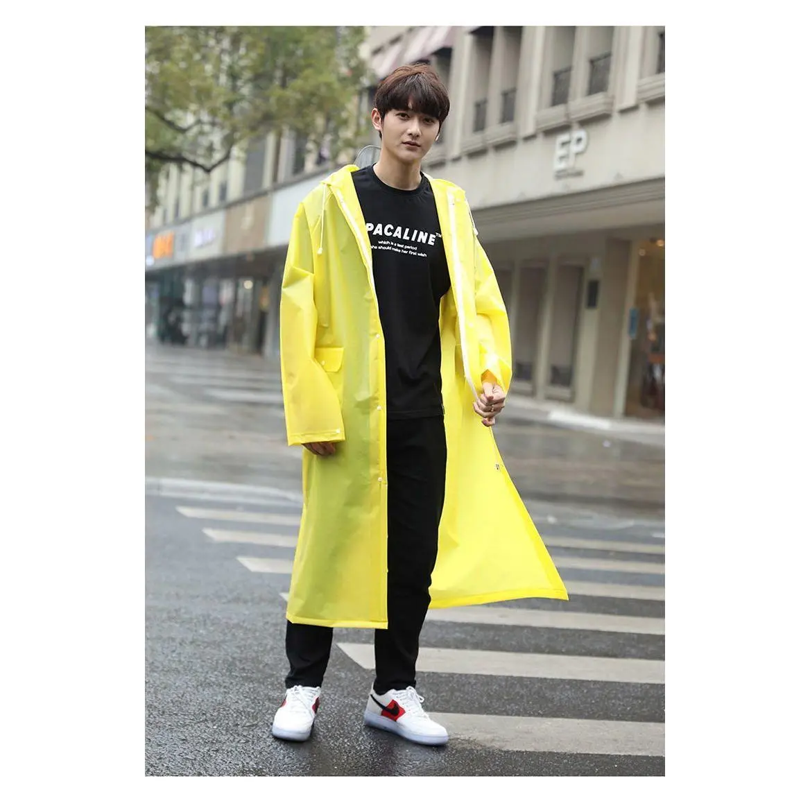 เสื้อกันฝนแบบหนา สำหรับผู้ใหญ่ ยาว ปีกคู่ ซิปหลัง กันฝน เหมาะสำหรับผู้ชายและผู้หญิง เหมาะสำหรับฤดูฝน ขี่ทั้งตัว เดินป่า และนักเรียน ขนาดผู้ใหญ่ ข้อเสนอพิเศษ ปี2024