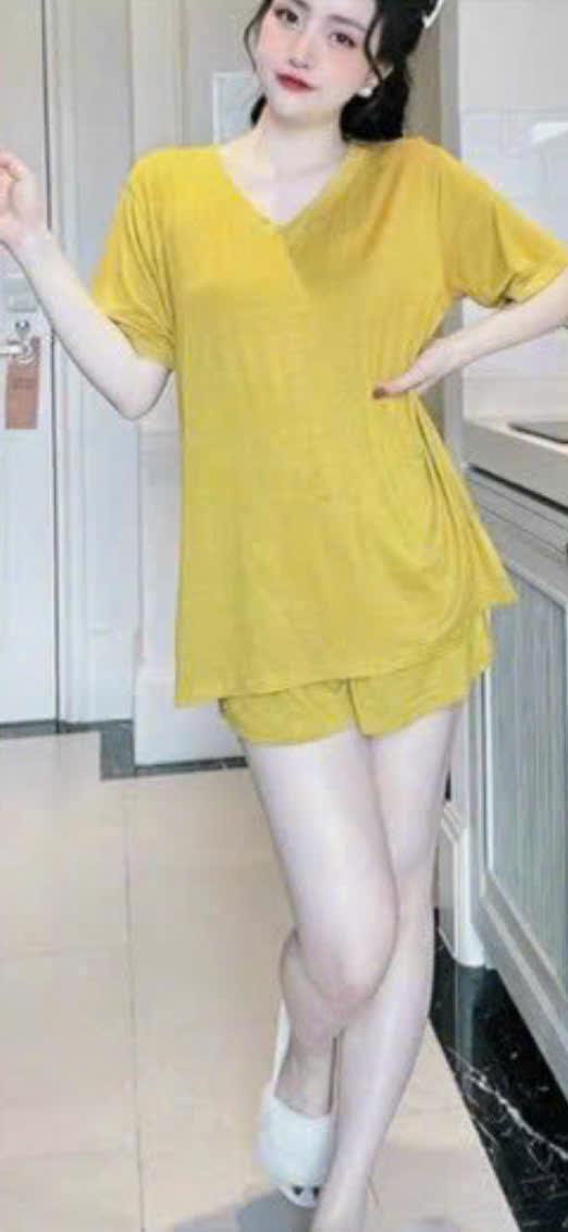 Product Introduction of Đồ bộ mặc nhà nữ bigsize, chất thun lạnh dẻo áo cổ tim đùi form rộng mát mẻ mùa hè size tới 90kg 23