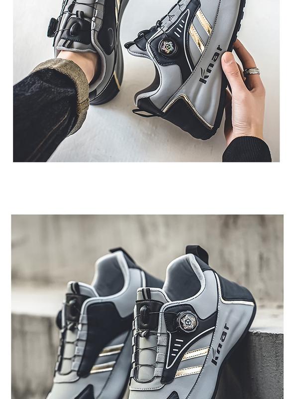 Product Introduction of Rotating button shoes men's sneakers men's shoes spring and autumn leather waterproof non-slip casual shoes fashionable shoes all-matching travel shoes Closed Runner Trainers Footwear Training Running Walking Shoes 14