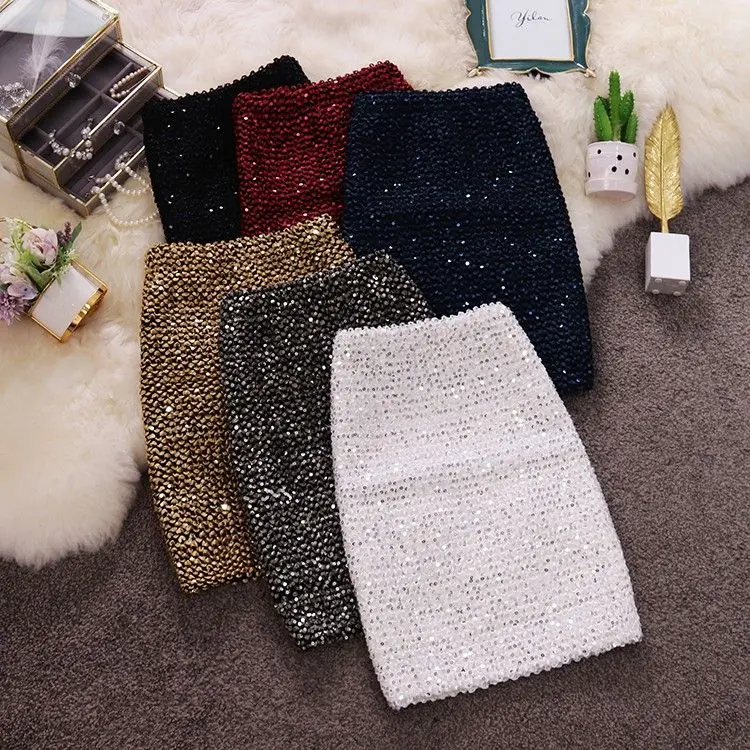 Chân Váy Kim Sa, Dành Cho Nữ, Phong Cách Hàn Quốc, Thiết Kế Đơn Giản, Cạp Cao, Bó Sát, Co Giãn, Váy Bodycon