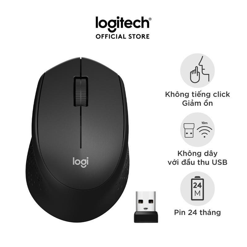 Chuột không dây Logitech M330 Silent Plus - Giảm ồn, USB, thuận tay phải, PC/ Laptop