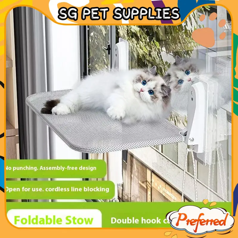 【SG Pet Supplies】Pet nest cat hammock window sill glass hanging foldable cat nest suction cup 29176532864