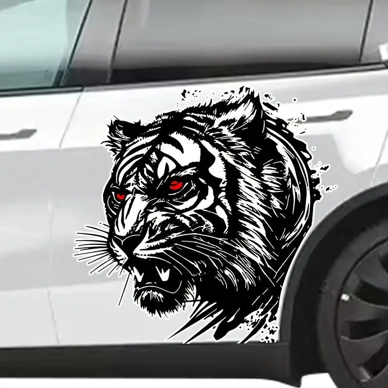 Tiger Head Pattern Car Sticker, 1 Pair Cool Car Vinyl Sticker, Car Bumper Sticker, Car Exterior Decoration Accessories for Car, Motorcycle