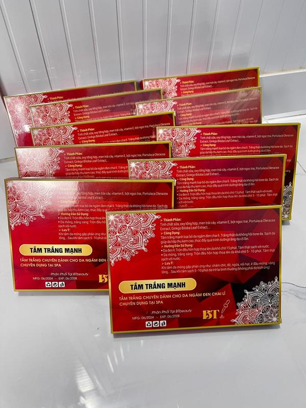 10 hộp tắm trắng mạnh vàng lông giúp da trắng sáng (10 hộp đỏ).