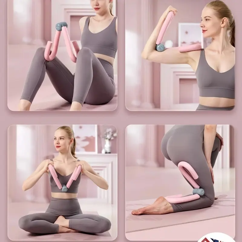 Yoga Fitness Set, 5 Counts/set Yoga Ring & Resistance Band & Foot Stretcher & Leg Beauty Clip & Guide, Suitable for Yoga, Pilates Training, Gym Training 4