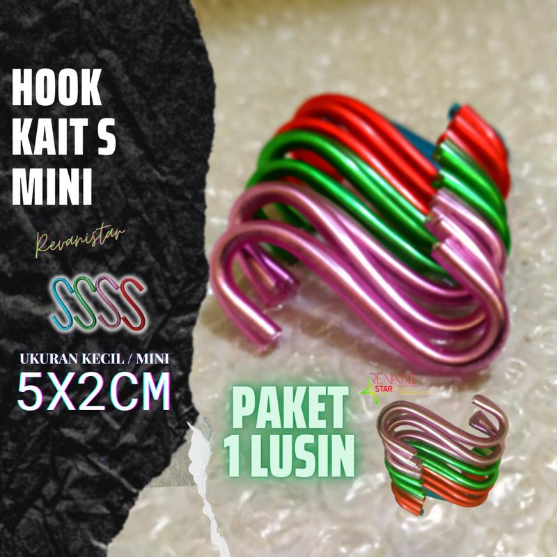 Lusinan 12pcs Hook S mini warna kait S kecil gantungan aksesoris cantolan ram kaitan gantungan kunci hook kait s kecil 1