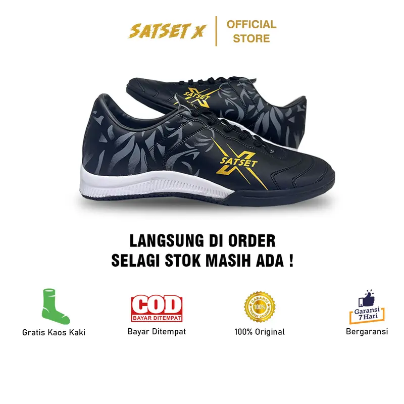 Sepatu Futsal Satset X Leopard Speed Ls In Original Black Gold 8