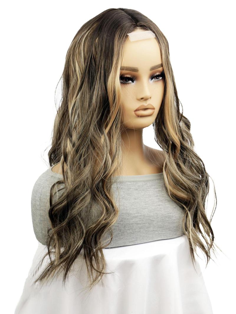 Product Introduction of 26 Inch Ombre  Brown Long Wavy Wigs for Women, Gorgeous Fluffy Wigs without Bangs, Synthetic Full Machine Wigs for Party, Daily Use 3