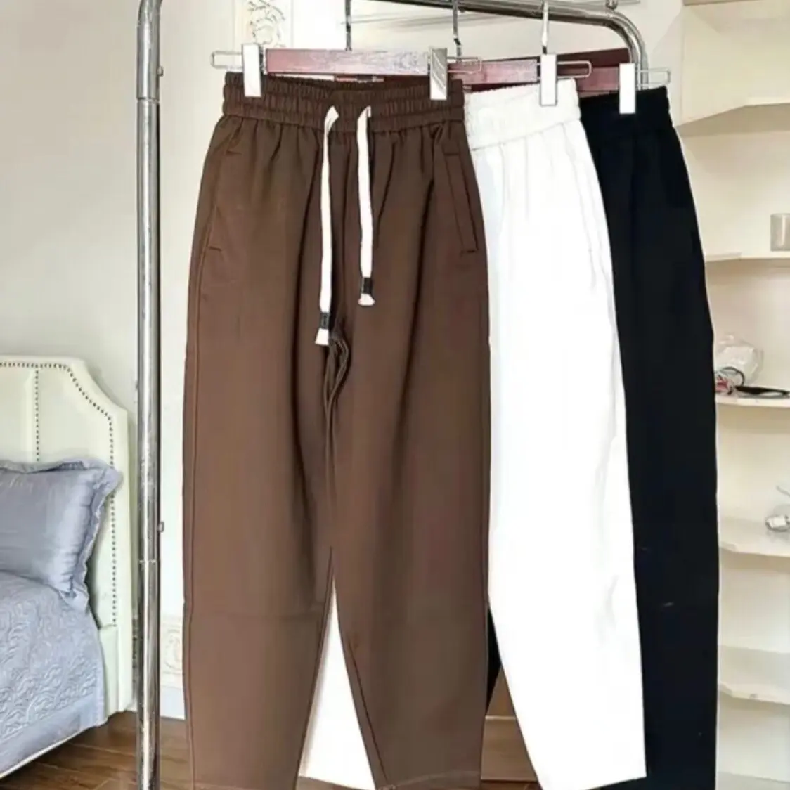 Quần baggy thêu túi thu đông ôm dáng che khuyết điểm Nữ Pants Women Đen quần  baggy