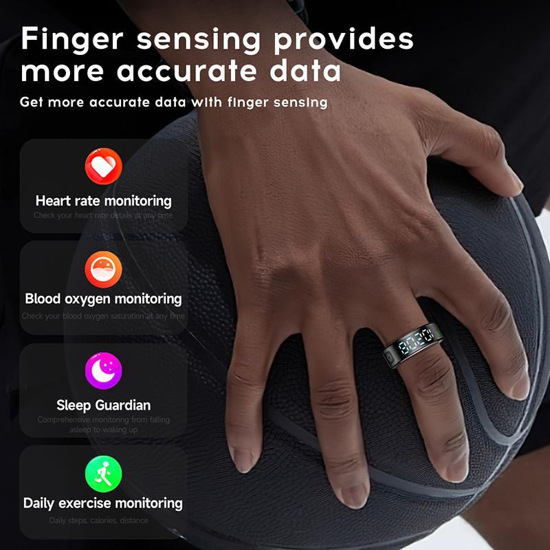 Product Introduction of Smart Ring, 1 Count USB Rechargeable Fitness Tracker with Charging Case, Long Standby Sports Fitness Equipment for Men & Women 3