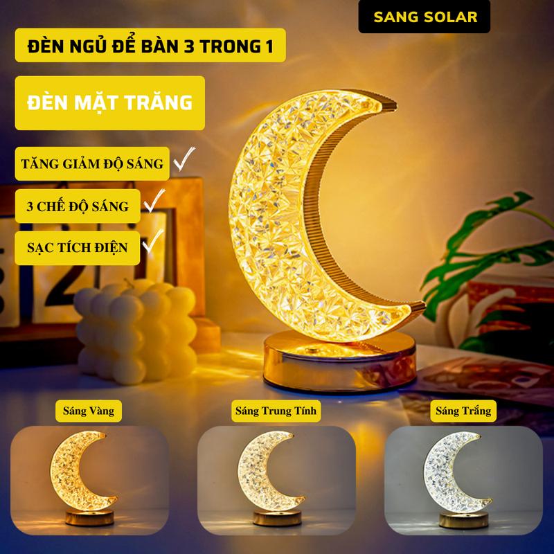 Đèn ngủ để bàn pha lê, đèn led trang trí phòng ngủ làm quà tặng sinh nhật, 3 chế độ sáng và tăng giảm độ sáng
