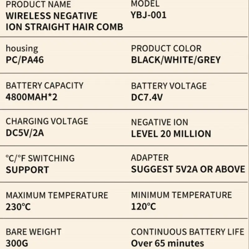 Wireless USB Fast Charging Hair Straightening Brush, 1 Count Portable Mini Hair Straightener Brush, Hair Styling Tool for Home & Salon Use 7