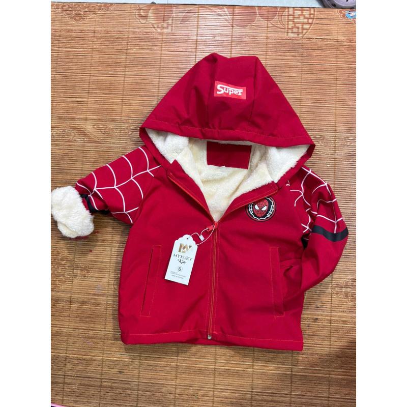  Áo Khoác Cho Bé Trai,LÓT LÔNG In Hình Siêu Nhân Nhện Cho Bé Từ 10-35kg,Chất Liệu Gió Tráng Bạc,Chống Nước ,Cản Bụi 