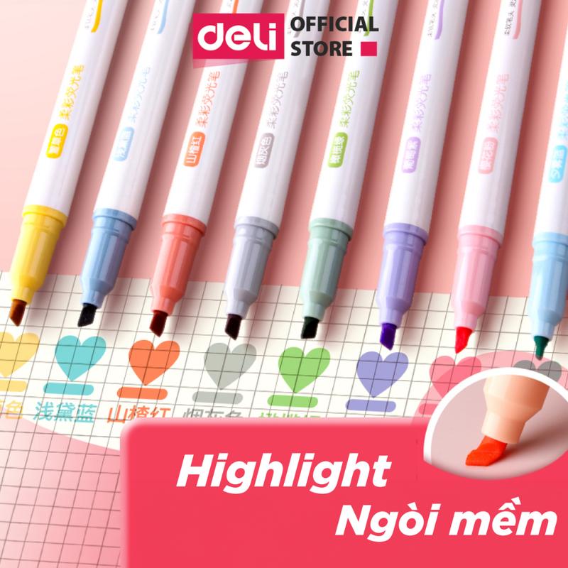 Set 6 chiếc bút highlight đánh dấu nhớ dòng 6 màu cute đánh dấu dạ quang take note ghi chú deli bảng màu pastel macaron