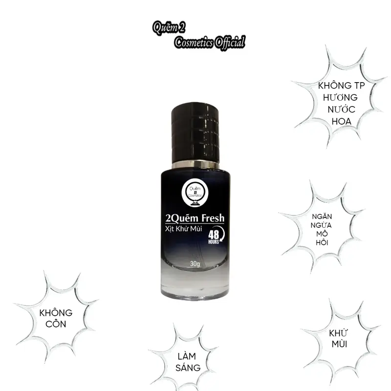 Quẽm 2 Cosmetics Xịt Khử Mùi - Ngăn Ngừa Mồ Hôi 2Quem Fresh 48h 30gr - Tặng Nước Hoa 10ml 1