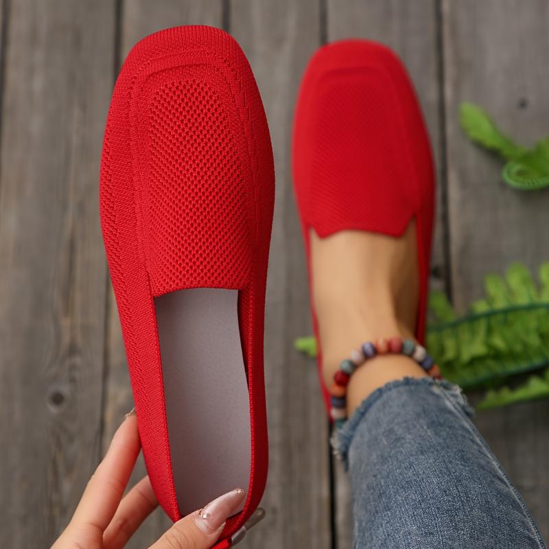 Women's flat shoes with one strap, breathable square head large size wide foot shoes, casual and light walking shoes for all seasons 3