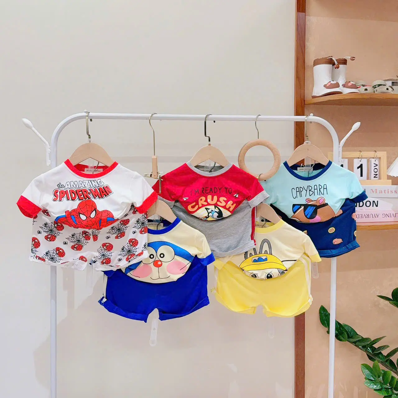 [9-17kg+Ảnh thật] Bộ thun lạnh tay ngắn in hình hot trend cho bé trai bé gái