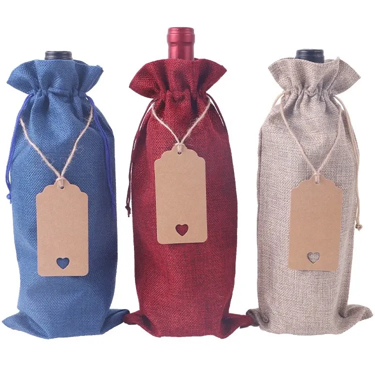 1pc Wine Jute Bag Jute Burlap organizer bag for wine bottles water bottle tumbler Wine Bag Gift
