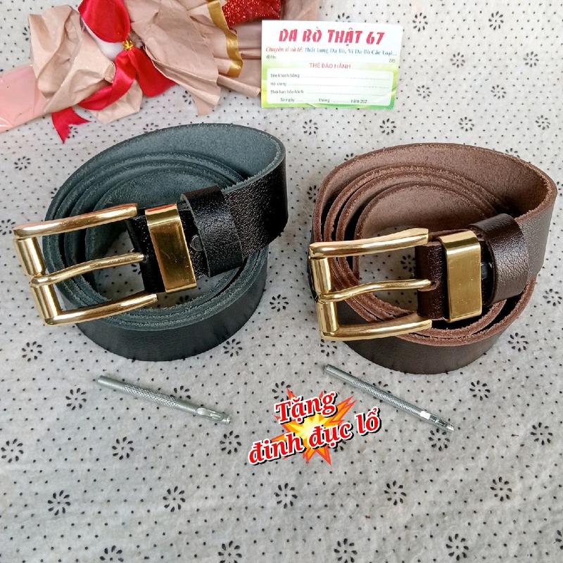 Thắt lưng Da Bò thật 1 lớp khóa Đồng { 013 } Giá Tốt ( T.ặng đinh đục lổ ) Nam 8