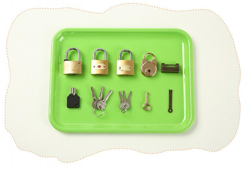 Product Introduction of Montessori Teaching Aids Imitation Copper Lock Unlocking Game Learning Unlocking Key Montessori Daily Life Family 27