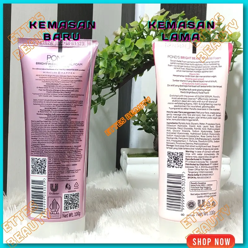 Ponds Bright Beauty Facial Foam 100gr Sabun Cuci Pembersih Wajah Muka Pemutihan Mencerahkan Extract Vitamin Membersihkan Hitam Acid 1