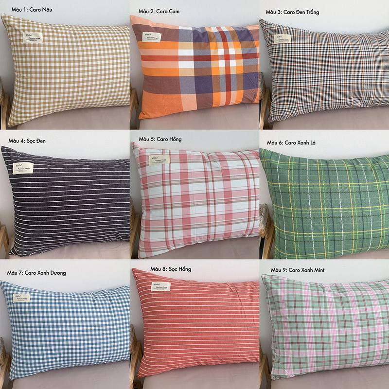 Vỏ gối nằm Caro Cotton TC REE Bedding VN78 kích thước 50x70cm đẹp (1 cái)