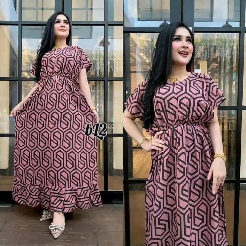 DASTER/DRESS MANOHARA Katun Busui Dress Lembut Rayon Rempel Tebal Kancing resleting 1