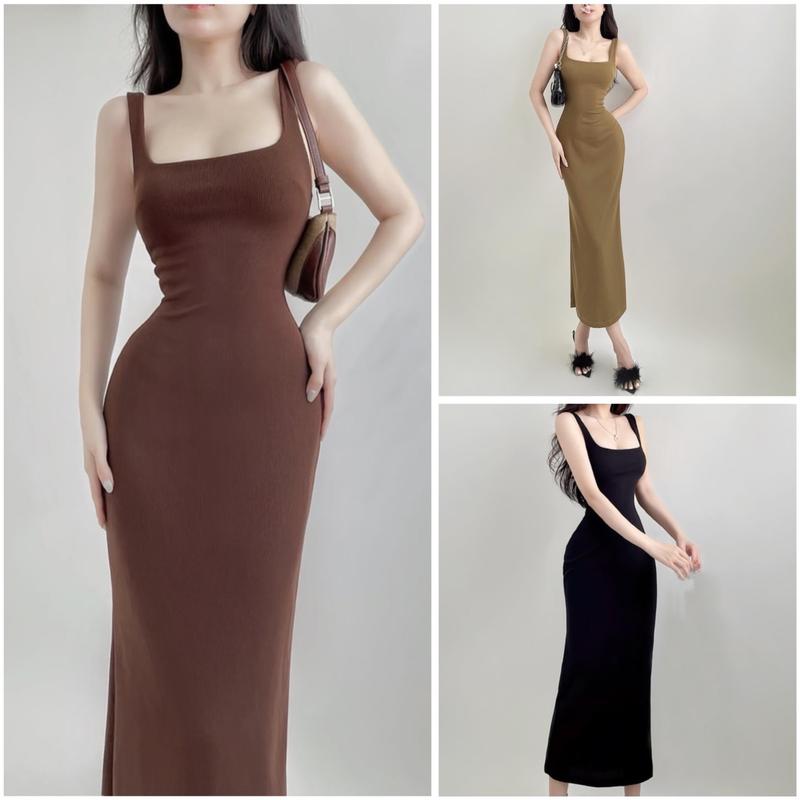 D009 ĐẦM BODY 2s bản to form ôm body lót đúp size S M Nữ Dress Women