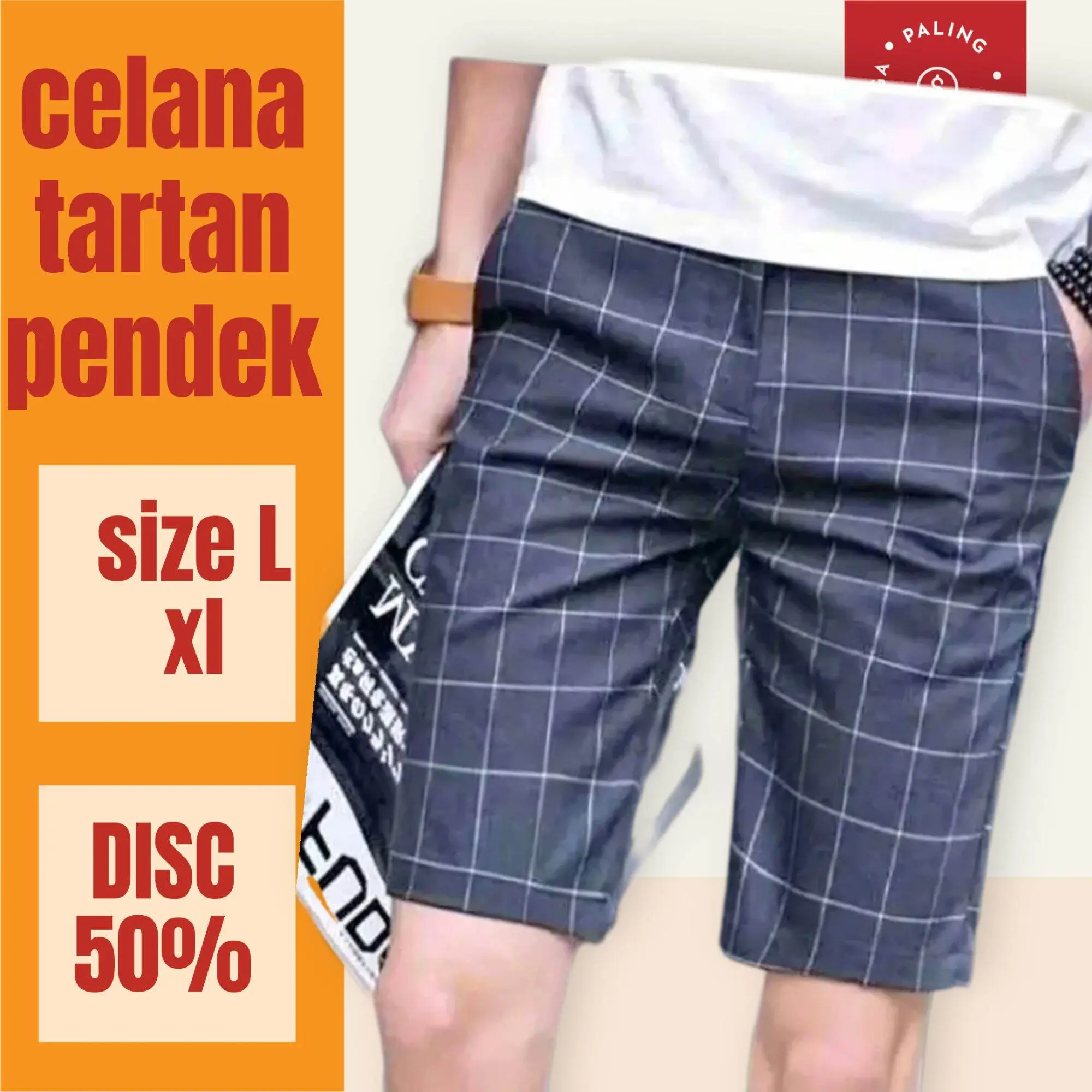 CELANA PENDEK PRIA TARTAN KOTAK (BISA COD)