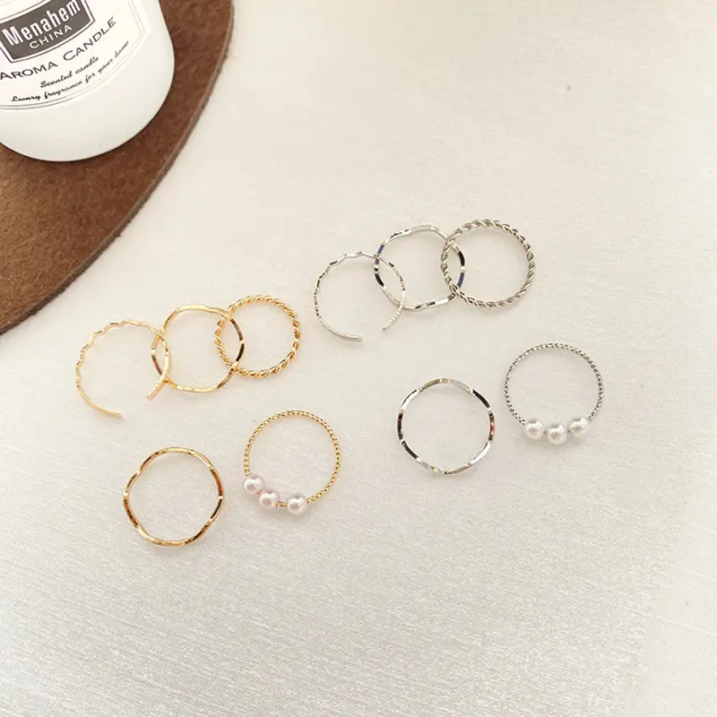 Cincin Wanita 1 Set Isi 5 Pcs KOREAN FASHION RING Berbagai Bentuk Cincin Wanita Fashion Trendy OotdClavicle Chain Nelace Pendant Fashion BUTTERFLY Rantai Liontin Jewelry Stainless Steel Untuk Wanita 6