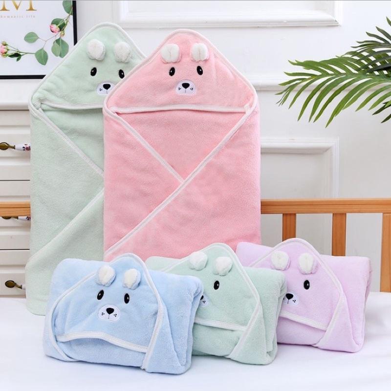 Chăn ủ hình thú có mũ nỉ bông cuốn bé sơ sinh Cho Bé Nhộng Chũn